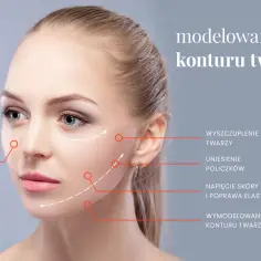 Modelowanie konturu twarzy: wyszczuplenie, uniesienie policzków, napięcie skóry i poprawa elastyczności. Wolumetria twarzy dla pięknego wyglądu.
